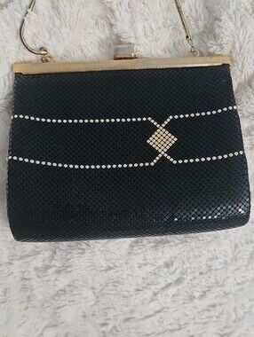 Black Evening Clutch with Gold Accent Detailing